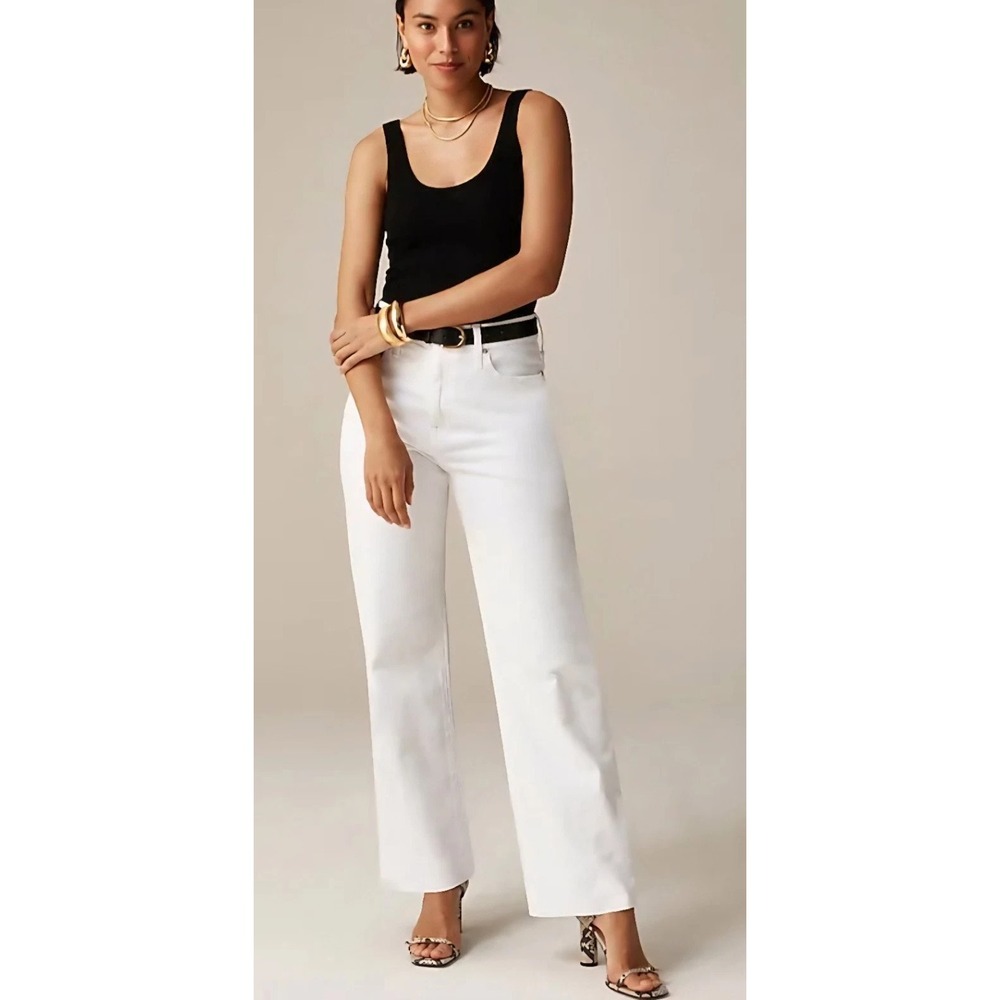 J.Crew Slim Wide-Leg Jean‎ in White Wash Women's Size 32 White Raw Hem NWT